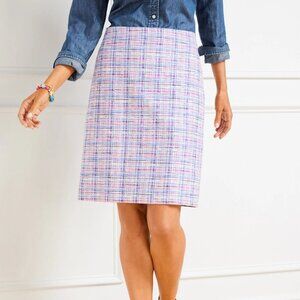NWT Talbots Preppy Multi Plaid Tweed A-Line Skirt, Size 14